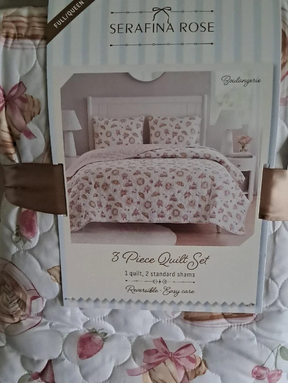 Serafina Rose Pink & Cream Boulangerie 3-Piece Quilt Set